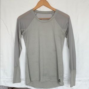 Grey Reebok Workout dry fit long sleeve tee